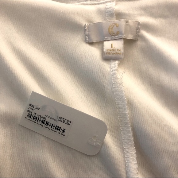 C label women’s sundress shift sleeveless button up lined front ruffle white L - Picture 7 of 8